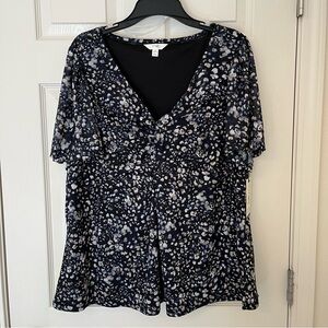 Flutter Sleeve V-Neck Women's 3X Top